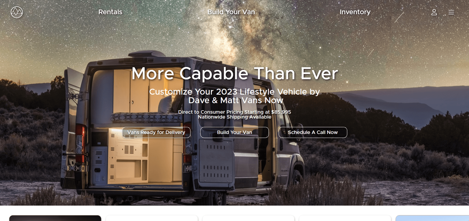 Dmvans Campervans website screenshot