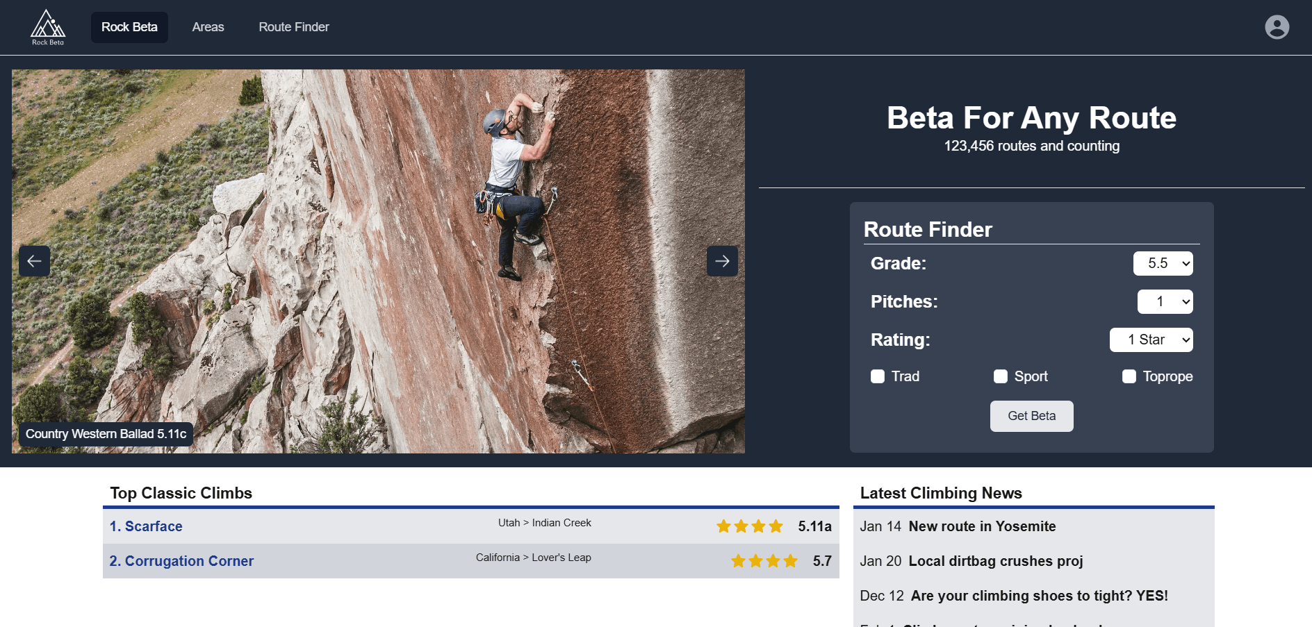 Rock beta website screenshot